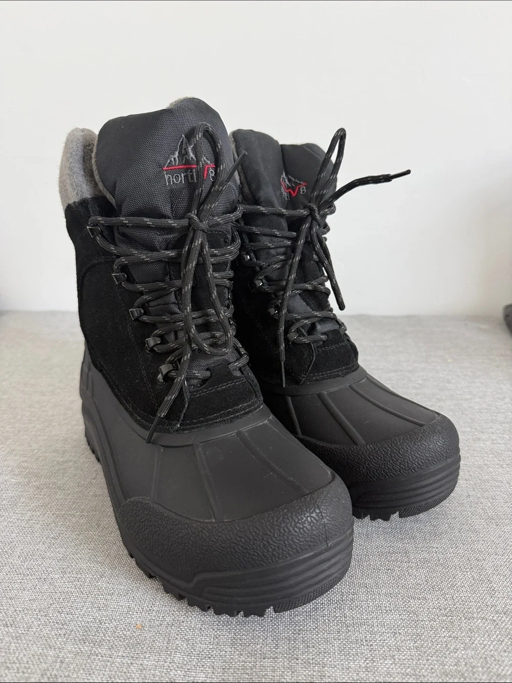 NORTIV 8 Men's Insulated Waterproof Winter Snow Boots Black Size 9